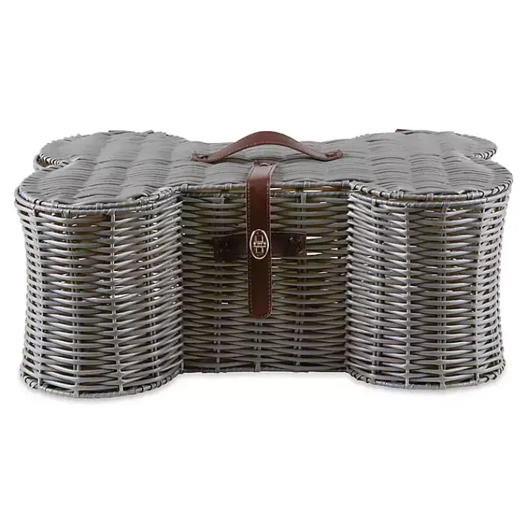 Baskets & Boxes>Kirklands Home Woven Bone Shaped Basket, 17 in. Gray