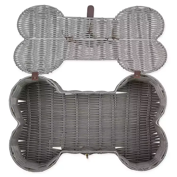 Baskets & Boxes>Kirklands Home Woven Bone Shaped Basket, 17 in. Gray