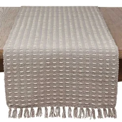 Kirklands Home Woven Dash Cotton Table Runner Gray Outlet