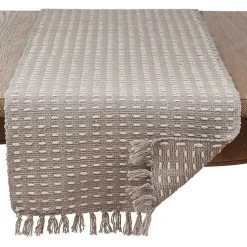 Kirklands Home Woven Dash Cotton Table Runner Gray Outlet