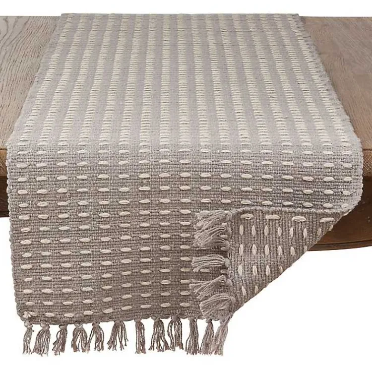 Kirklands Home Woven Dash Cotton Table Runner Gray Outlet