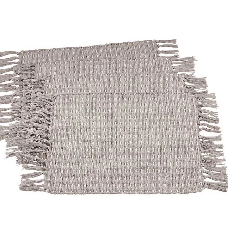 Kirklands Home Woven Dashed Placemats, Set of 4 Gray Hot