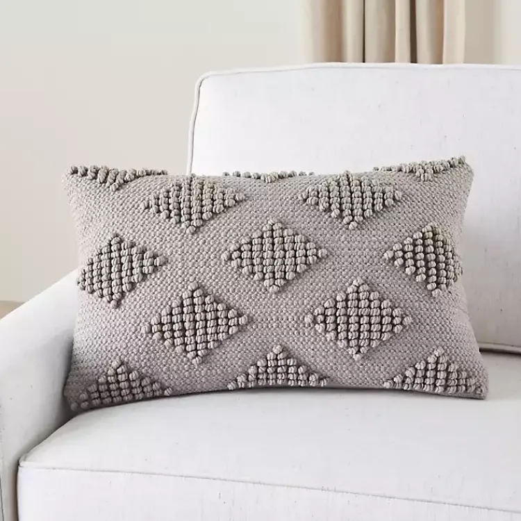 Pillows>Kirklands Home Woven Diamonds Lumbar Pillow Gray