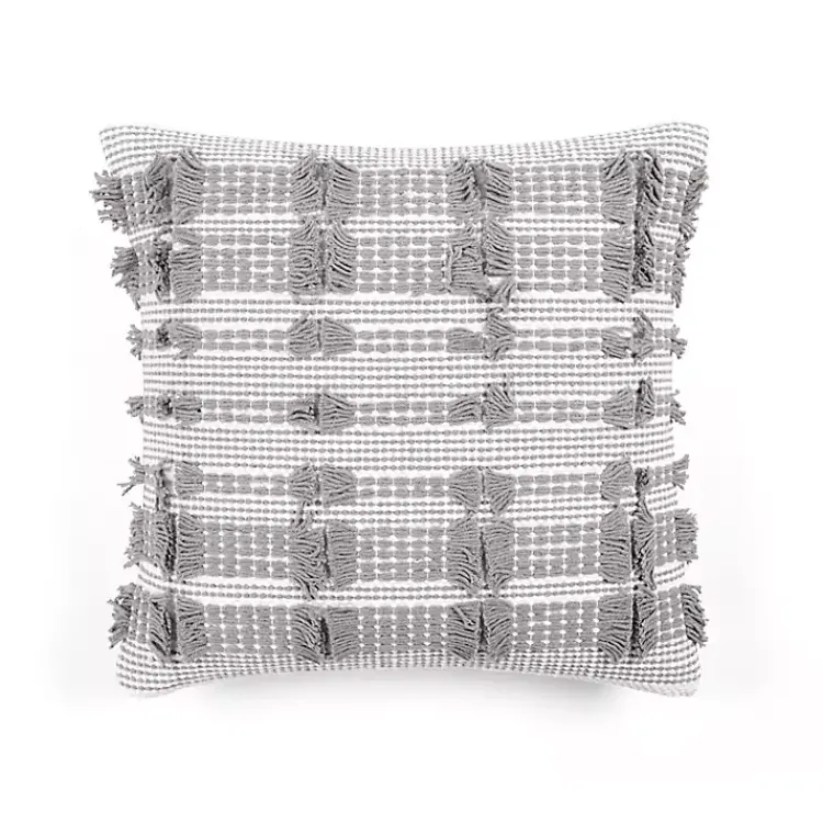 Pillows>Kirklands Home Woven Frill Pillow Gray