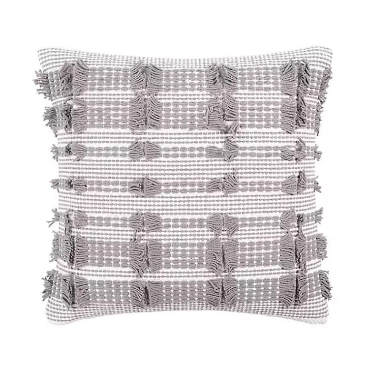 Pillows>Kirklands Home Woven Frill Pillow Gray