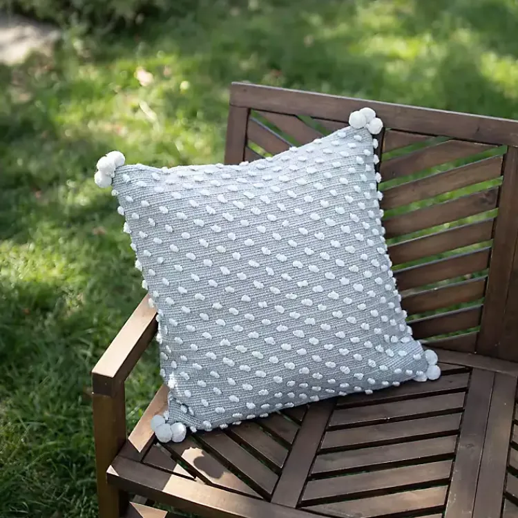 Kirklands Home Woven Knots Outdoor Pillow Gray New