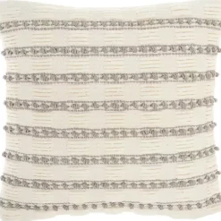 Pillows>Kirklands Home Woven Knotted Stripes Throw Pillow Gray