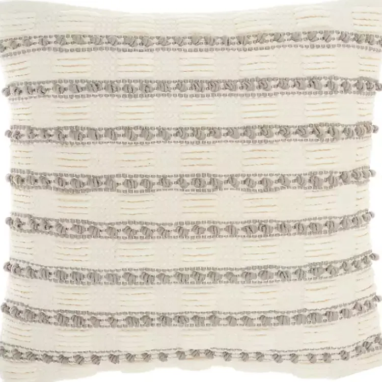Pillows>Kirklands Home Woven Knotted Stripes Throw Pillow Gray