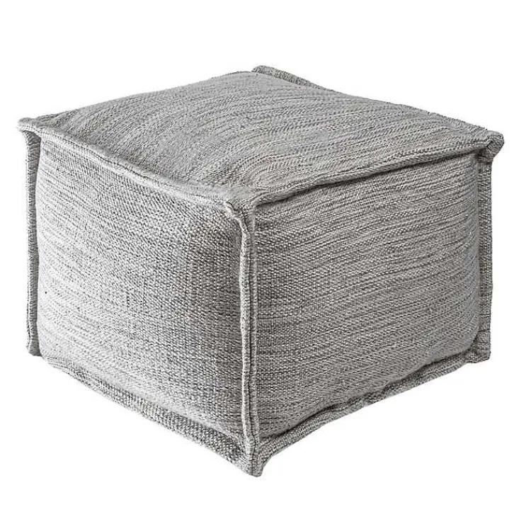 Kirklands Home Woven Outdoor Pouf Gray Sale