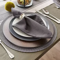 Kirklands Home Woven Round Placemats, Set of 6 Gray New