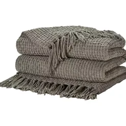 Blankets & Throws>Kirklands Home Woven Waffle Knit Chenille Throw Gray