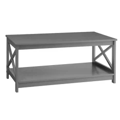 Kirklands Home X-Frame Single Shelf Coffee Table Gray New