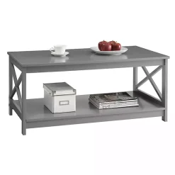 Kirklands Home X-Frame Single Shelf Coffee Table Gray New