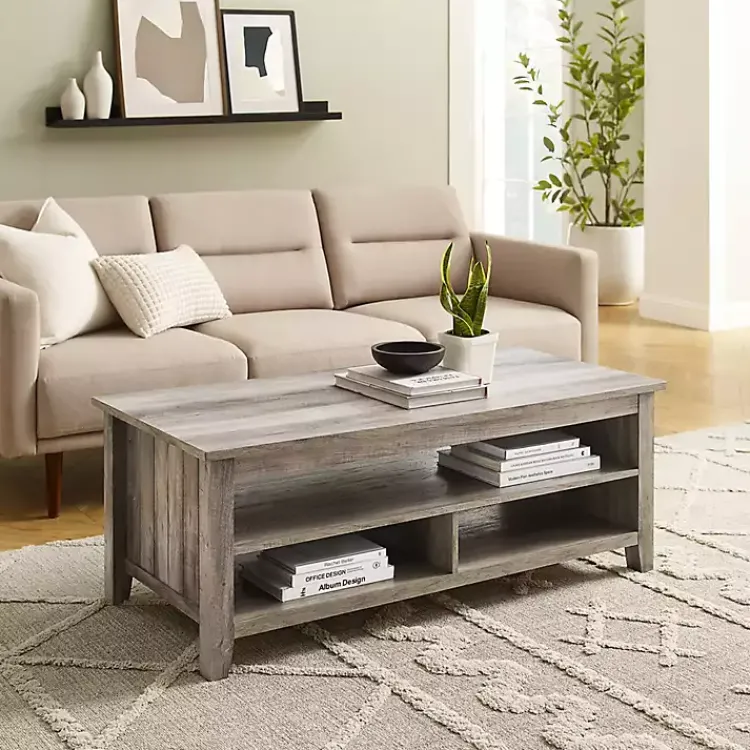 Kirklands Home wash Grooved Side Panel Coffee Table Gray Discount