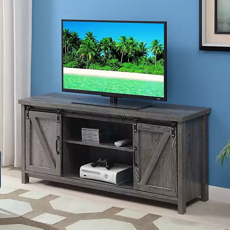 Kirklands Home wash Russ Barn Door Media Cabinet Gray Clearance