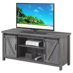 Kirklands Home wash Russ Barn Door Media Cabinet Gray Clearance