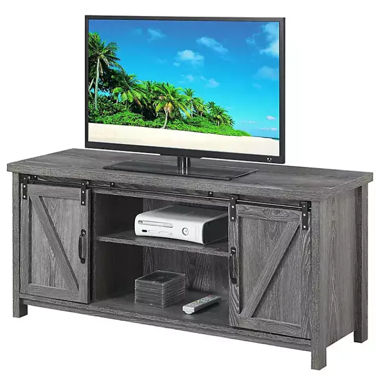 Kirklands Home wash Russ Barn Door Media Cabinet Gray Clearance