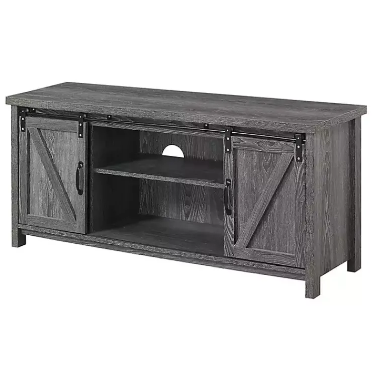 Kirklands Home wash Russ Barn Door Media Cabinet Gray Clearance