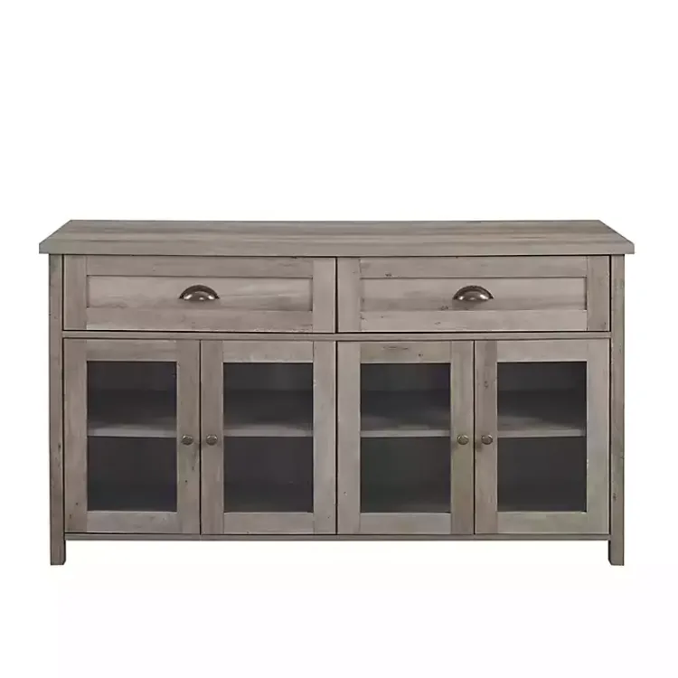 Kirklands Home wash Rustic Glass Front Sideboard Gray Clearance