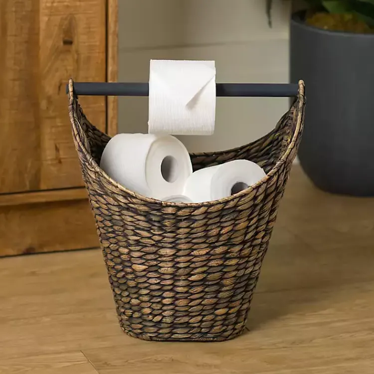 Kirklands Home Graywash Seagrass Toilet Paper Holder Basket Brown Sale