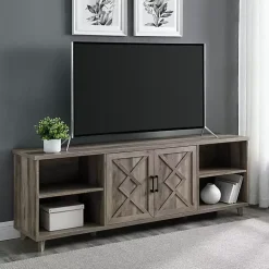 Kirklands Home wash Wood Helix Open Shelf TV Stand Gray Sale