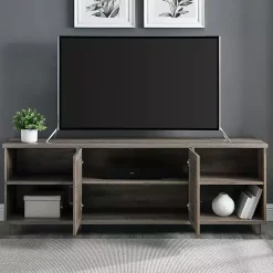 Kirklands Home wash Wood Helix Open Shelf TV Stand Gray Sale