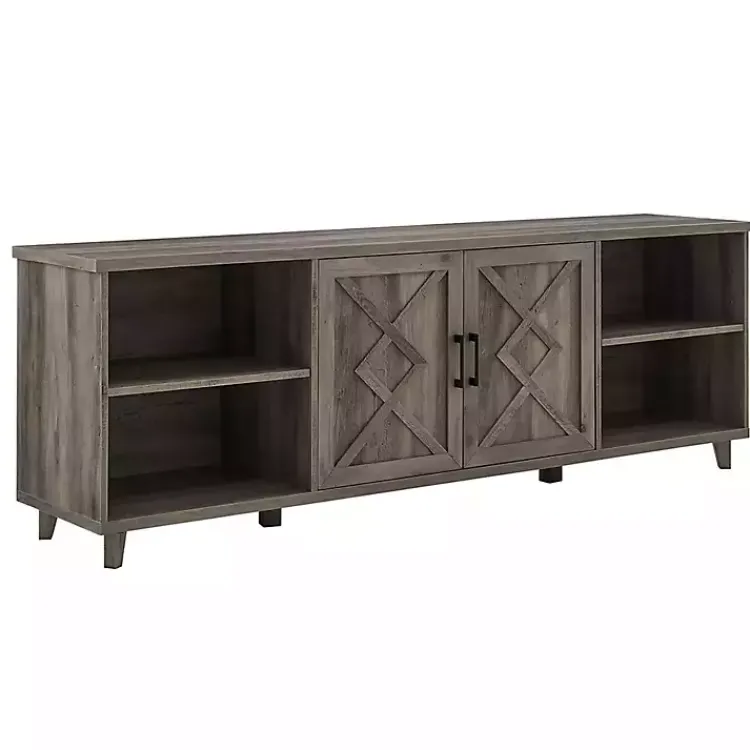 Kirklands Home wash Wood Helix Open Shelf TV Stand Gray Sale