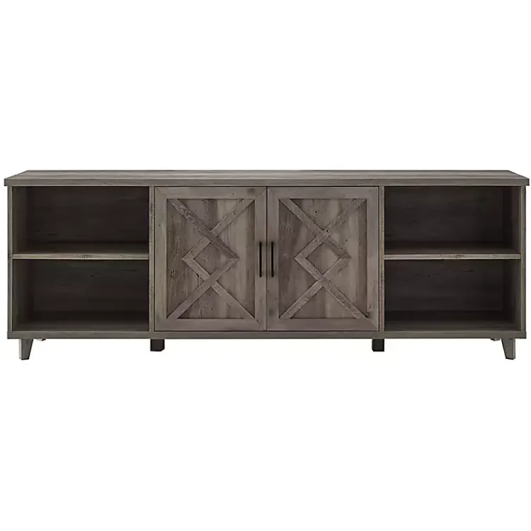 Kirklands Home wash Wood Helix Open Shelf TV Stand Gray Sale