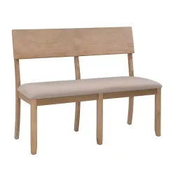 Kirklands Home wash Wood Upholstered Jorissen Bench Gray Online