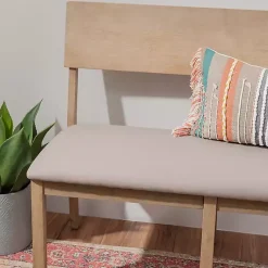 Kirklands Home wash Wood Upholstered Jorissen Bench Gray Online