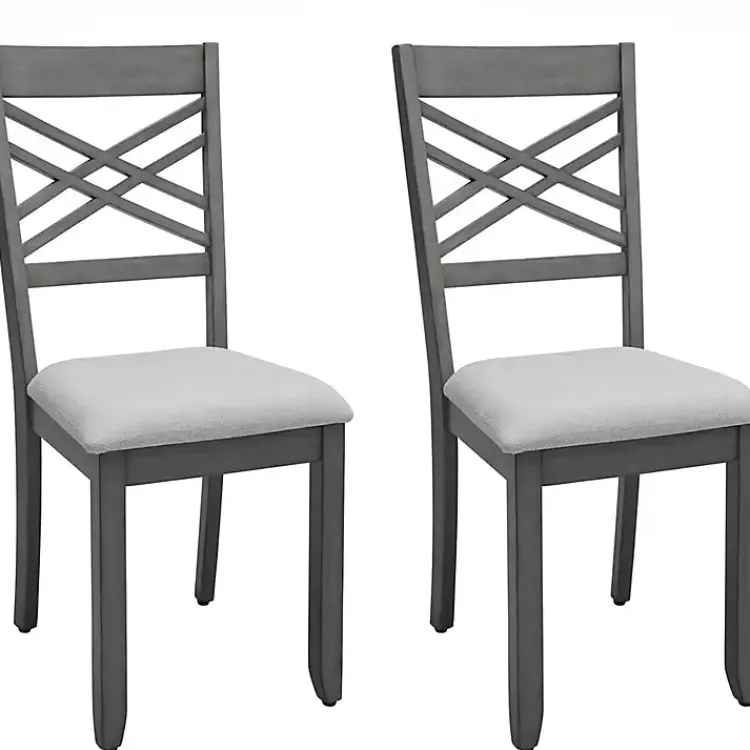 Kirklands Home Graywash Wood X-Back Dining Chairs, Set of 2 White New