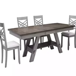 Kirklands Home Graywash Wood X-Back Dining Chairs, Set of 2 White New