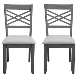 Kirklands Home Graywash Wood X-Back Dining Chairs, Set of 2 White New