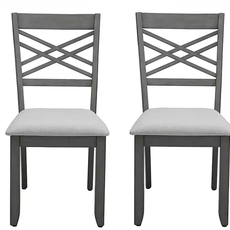 Kirklands Home Graywash Wood X-Back Dining Chairs, Set of 2 White New