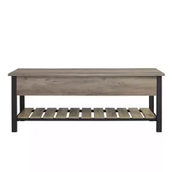 Kirklands Home washed Lift-Top Storage Bench Gray