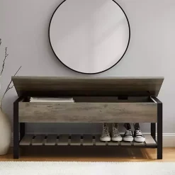 Kirklands Home washed Lift-Top Storage Bench Gray