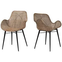 Kirklands Home Graywashed Metal Flared Dining Chairs, Set of 2 Brown