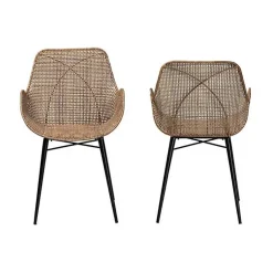 Kirklands Home Graywashed Metal Flared Dining Chairs, Set of 2 Brown