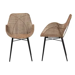 Kirklands Home Graywashed Metal Flared Dining Chairs, Set of 2 Brown