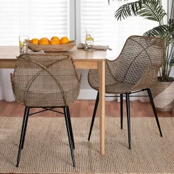 Kirklands Home Graywashed Metal Flared Dining Chairs, Set of 2 Brown