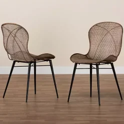 Kirklands Home Graywashed Rattan Dining Chairs, Set of 2 Brown