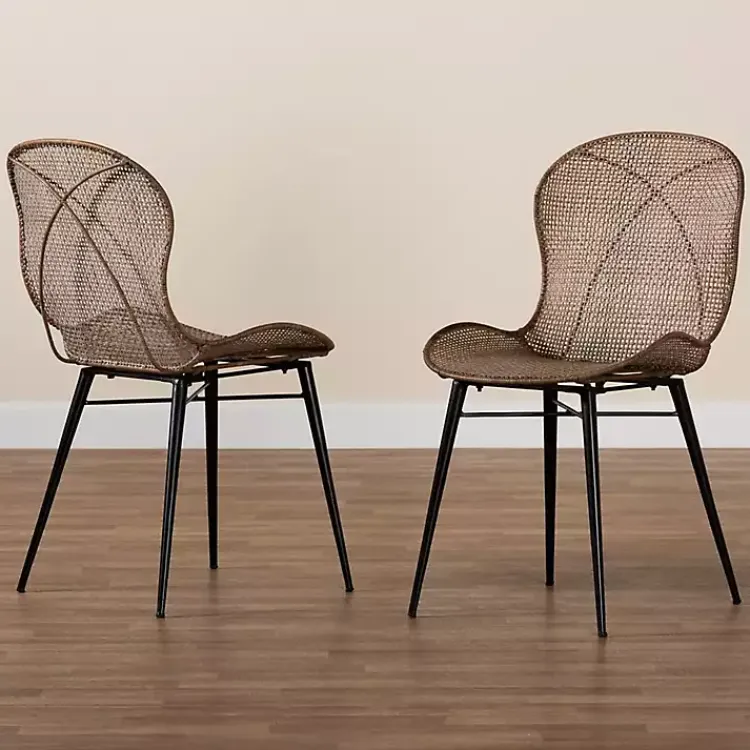 Kirklands Home Graywashed Rattan Dining Chairs, Set of 2 Brown