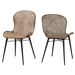 Kirklands Home Graywashed Rattan Dining Chairs, Set of 2 Brown
