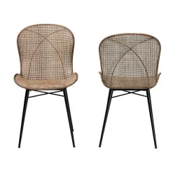 Kirklands Home Graywashed Rattan Dining Chairs, Set of 2 Brown