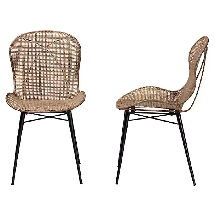 Kirklands Home Graywashed Rattan Dining Chairs, Set of 2 Brown