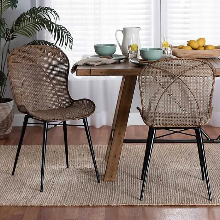 Kirklands Home Graywashed Rattan Dining Chairs, Set of 2 Brown