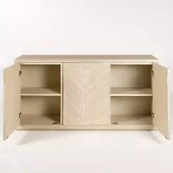 Kirklands Home Graywashed Wood Herringbone Sideboard Clearance