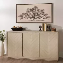 Kirklands Home Graywashed Wood Herringbone Sideboard Clearance