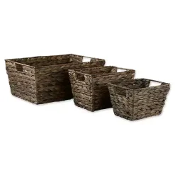 Baskets & Boxes>Kirklands Home Graywashed Woven Water Hyacinth Baskets, Set of 3