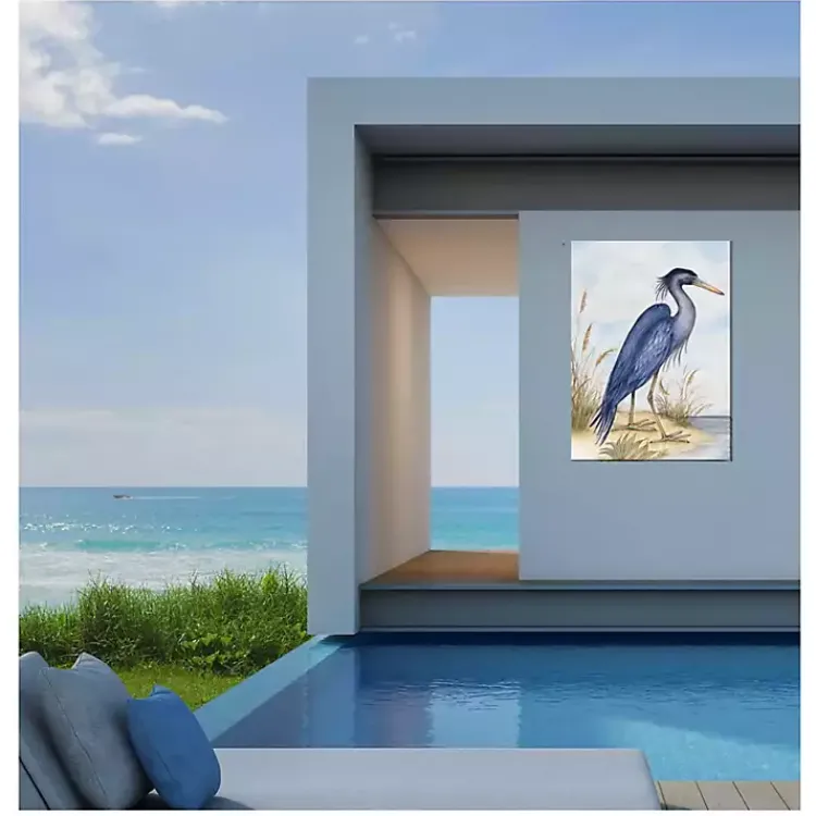 Kirklands Home Great Heron Outdoor Canvas Art Print Blue Outlet